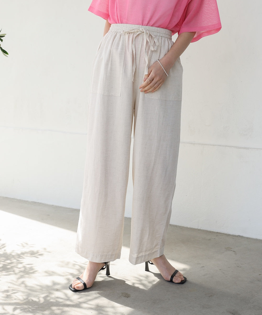 麻混ストレートパンツ