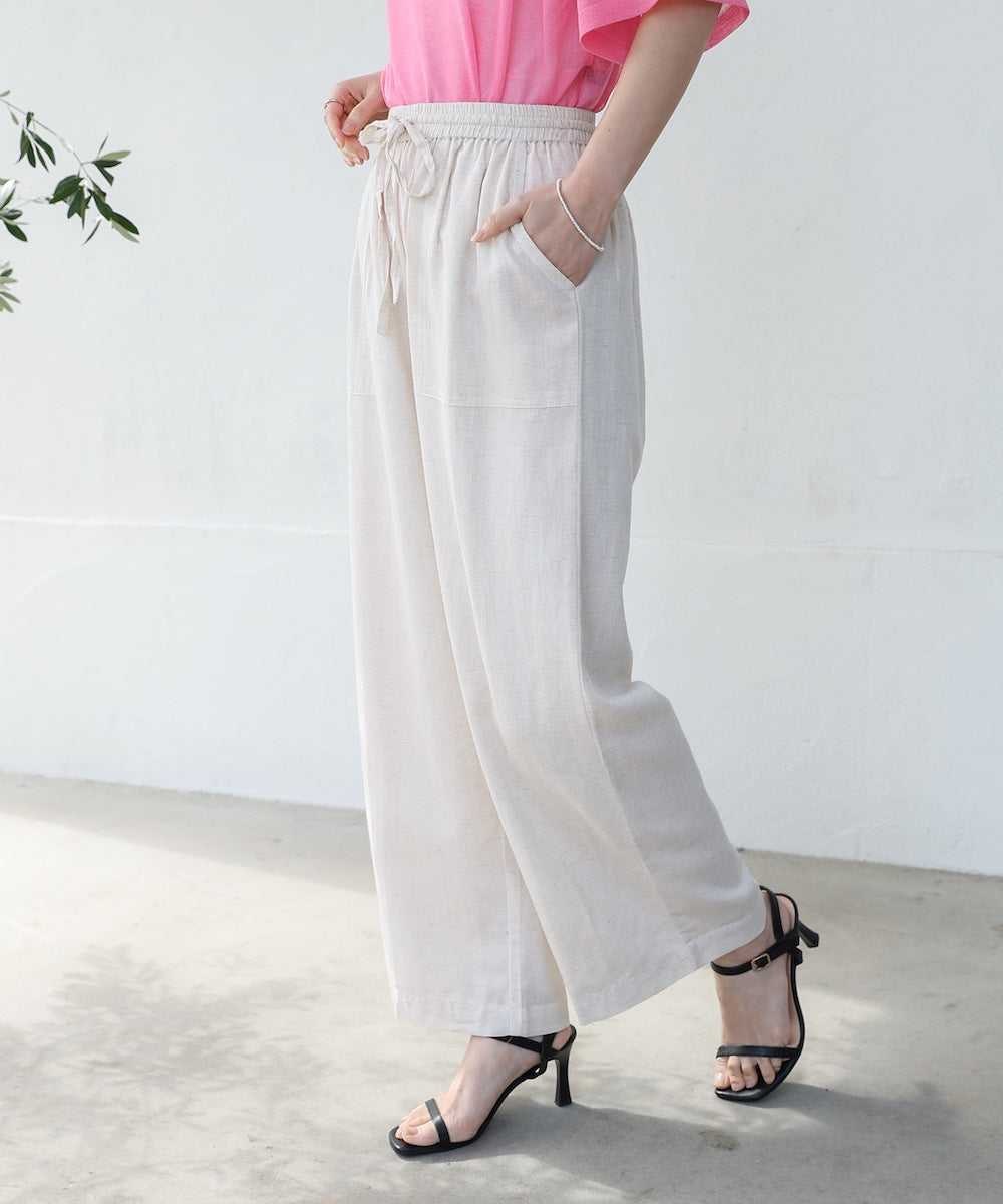 麻混ストレートパンツ