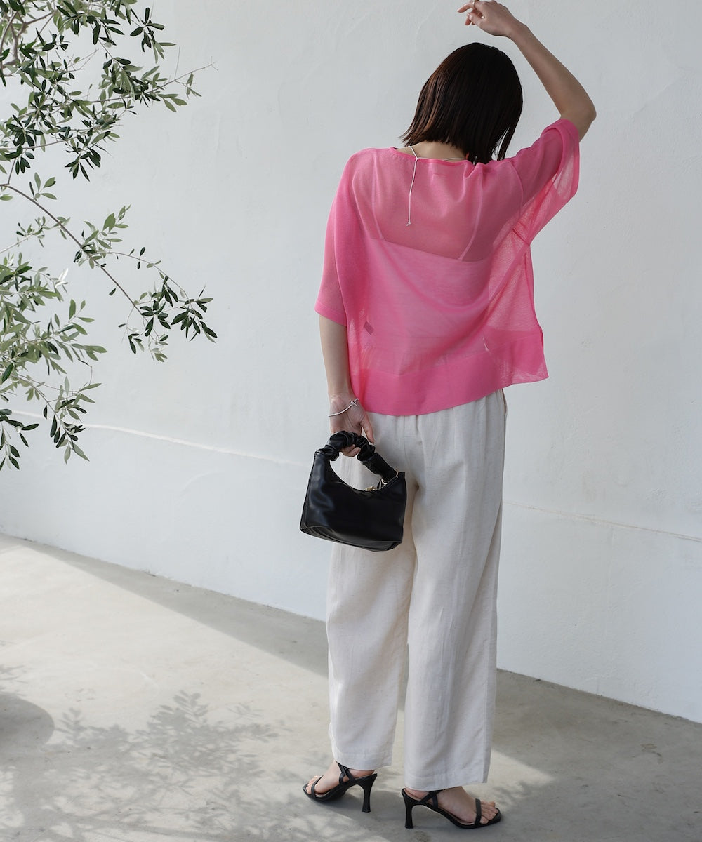 麻混ストレートパンツ