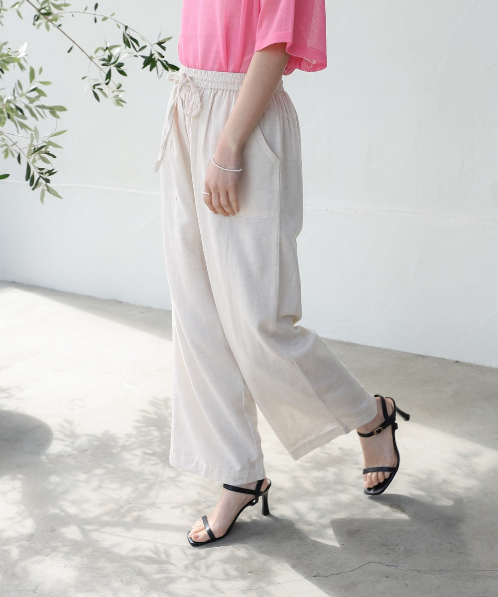 麻混ストレートパンツ