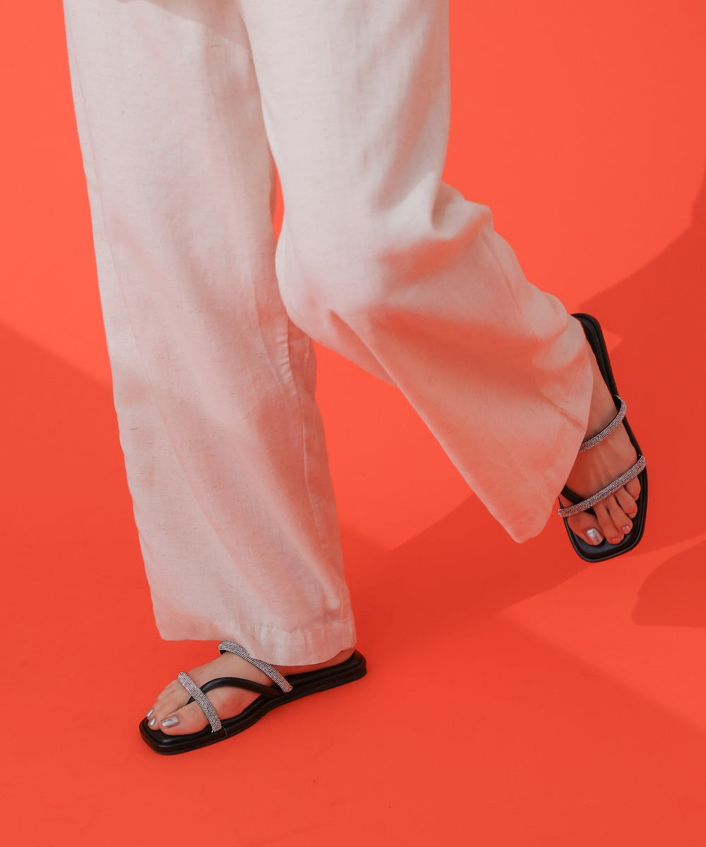 麻混ストレートパンツ