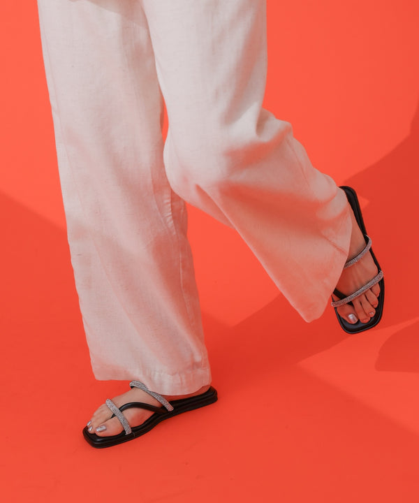 麻混ストレートパンツ