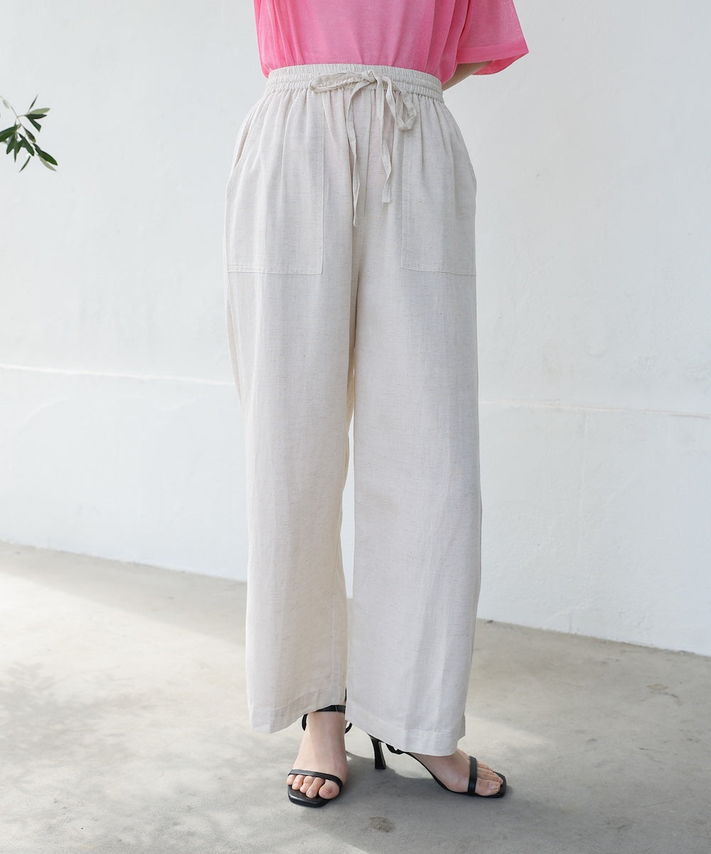 麻混ストレートパンツ
