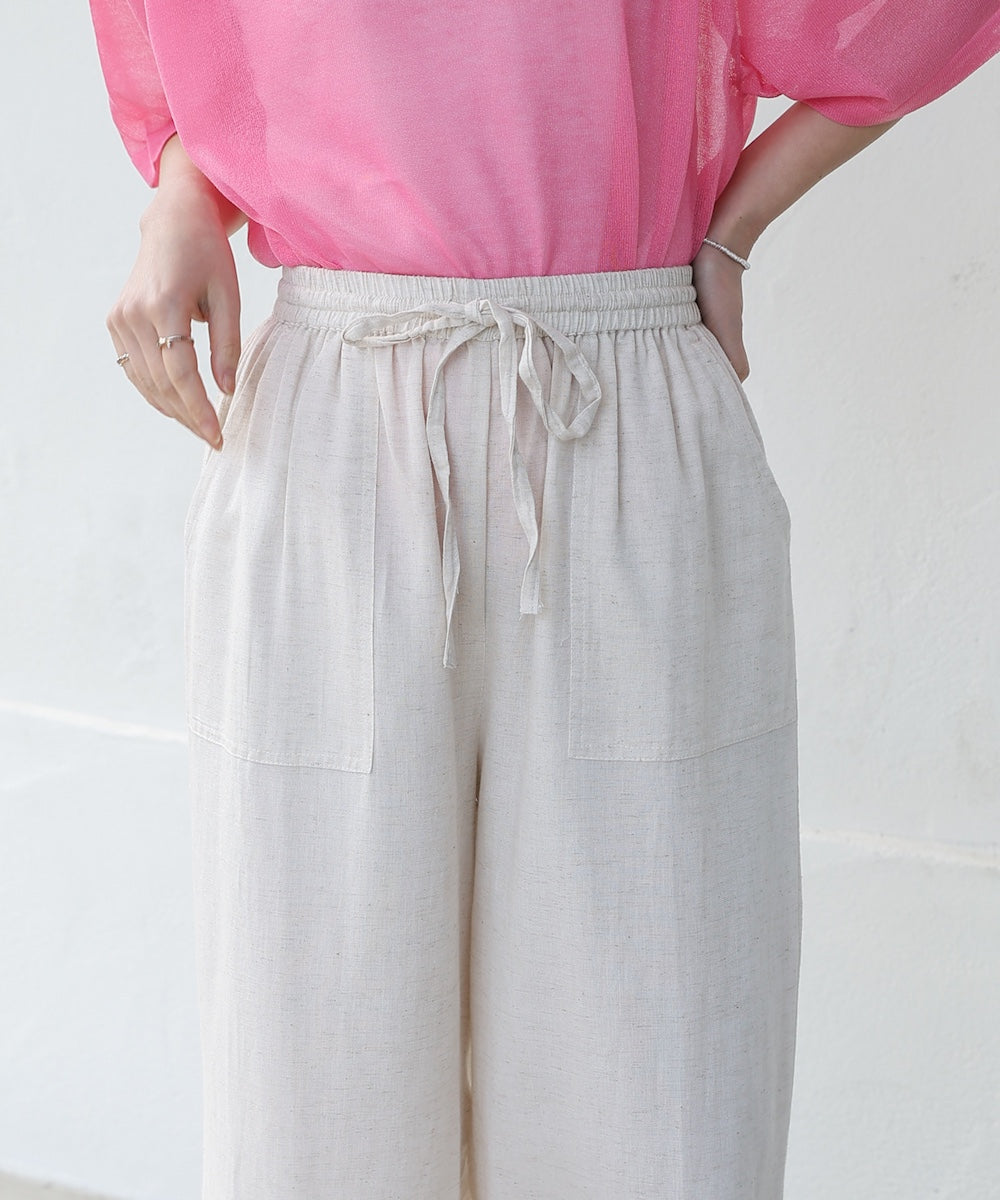 麻混ストレートパンツ