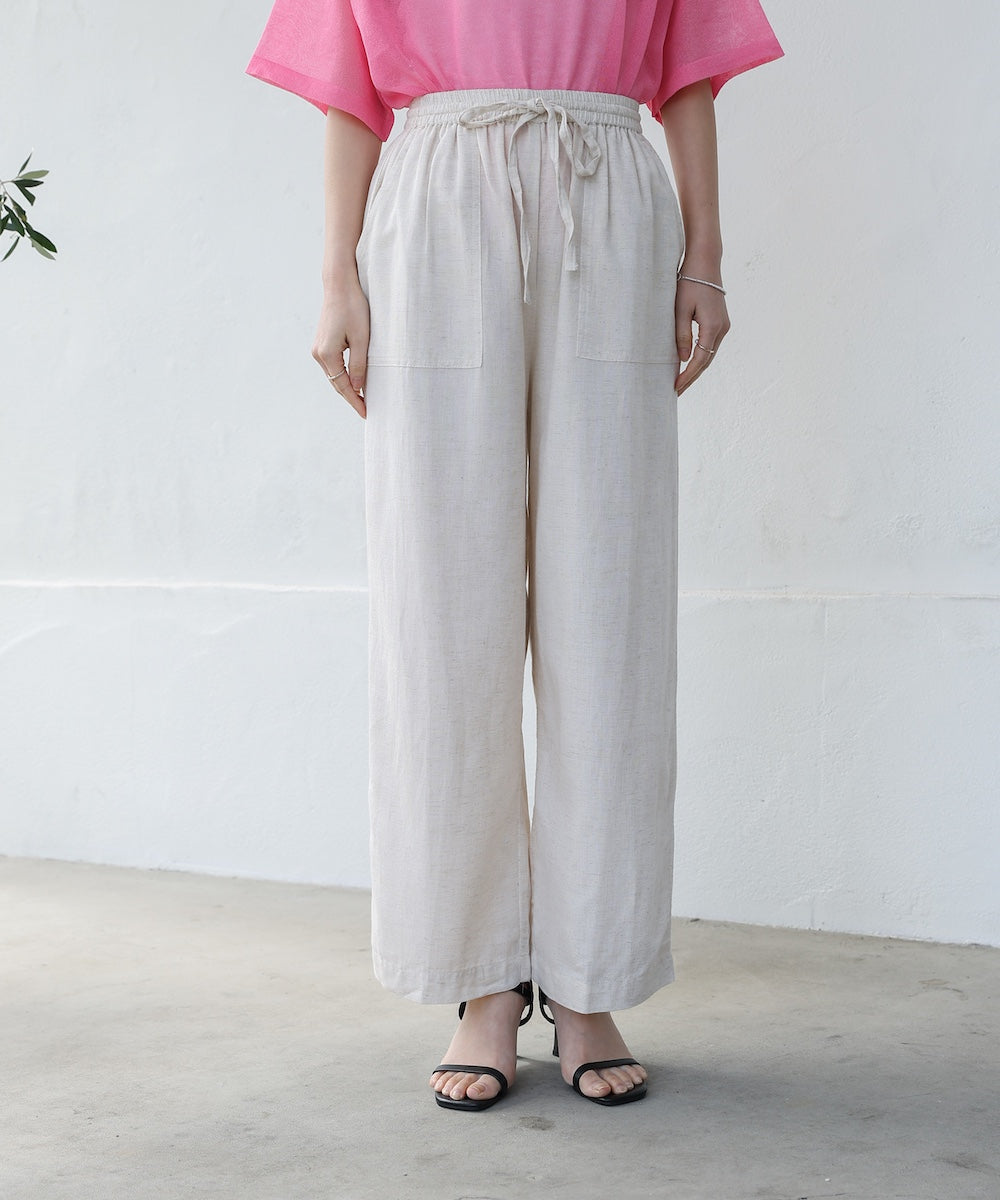 麻混ストレートパンツ