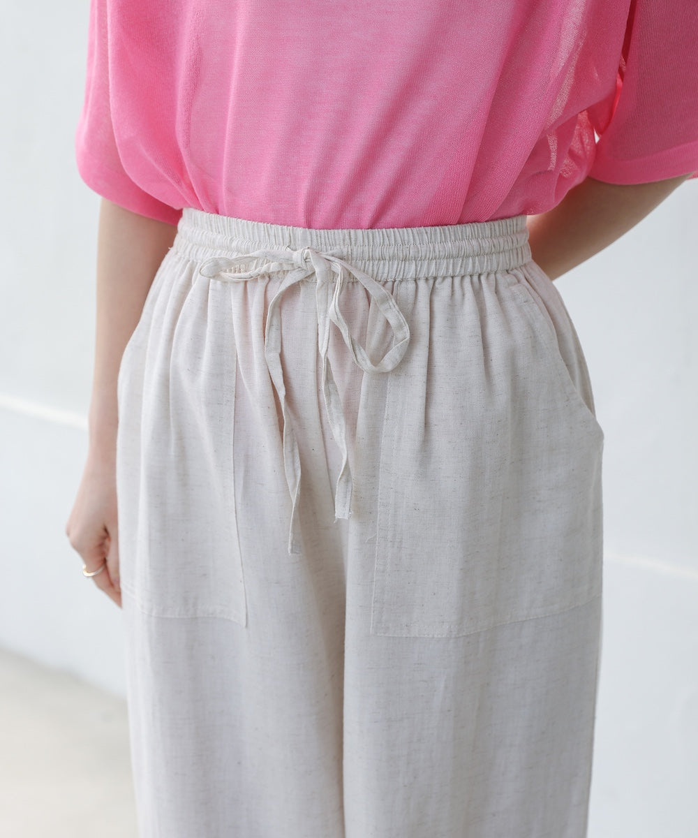 麻混ストレートパンツ