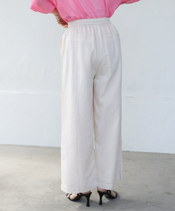 麻混ストレートパンツ