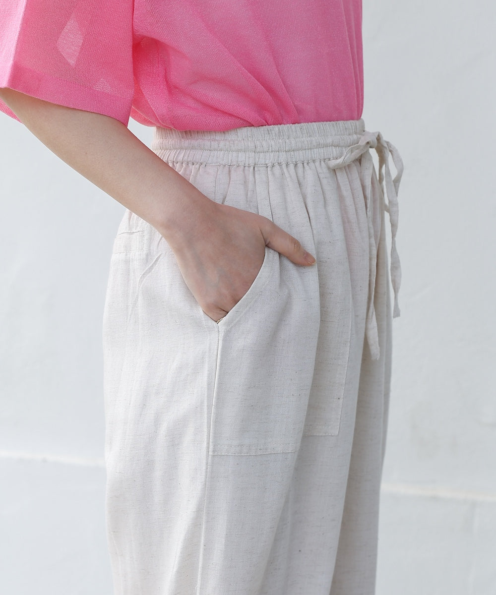 麻混ストレートパンツ