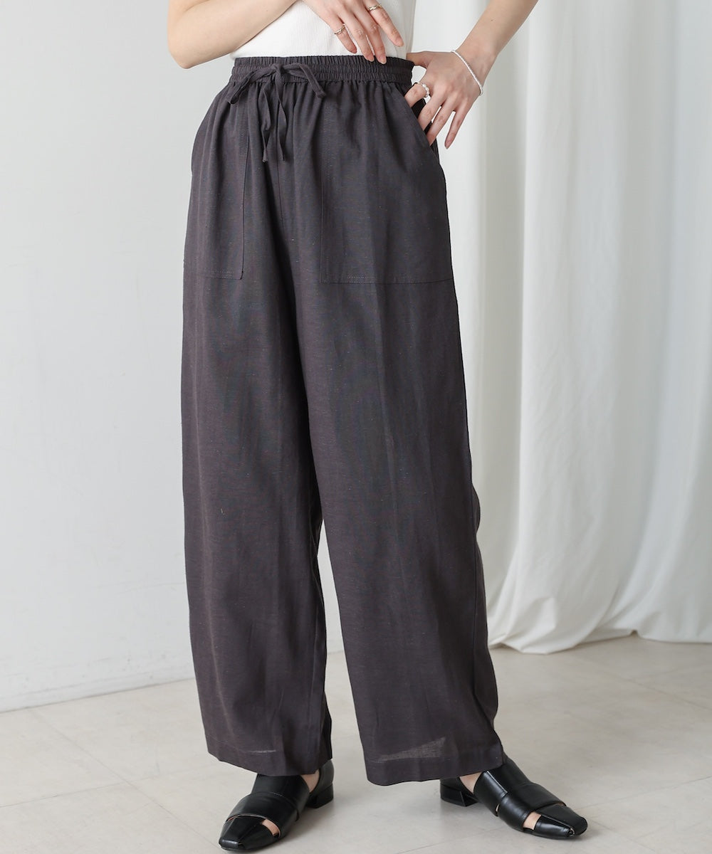 麻混ストレートパンツ