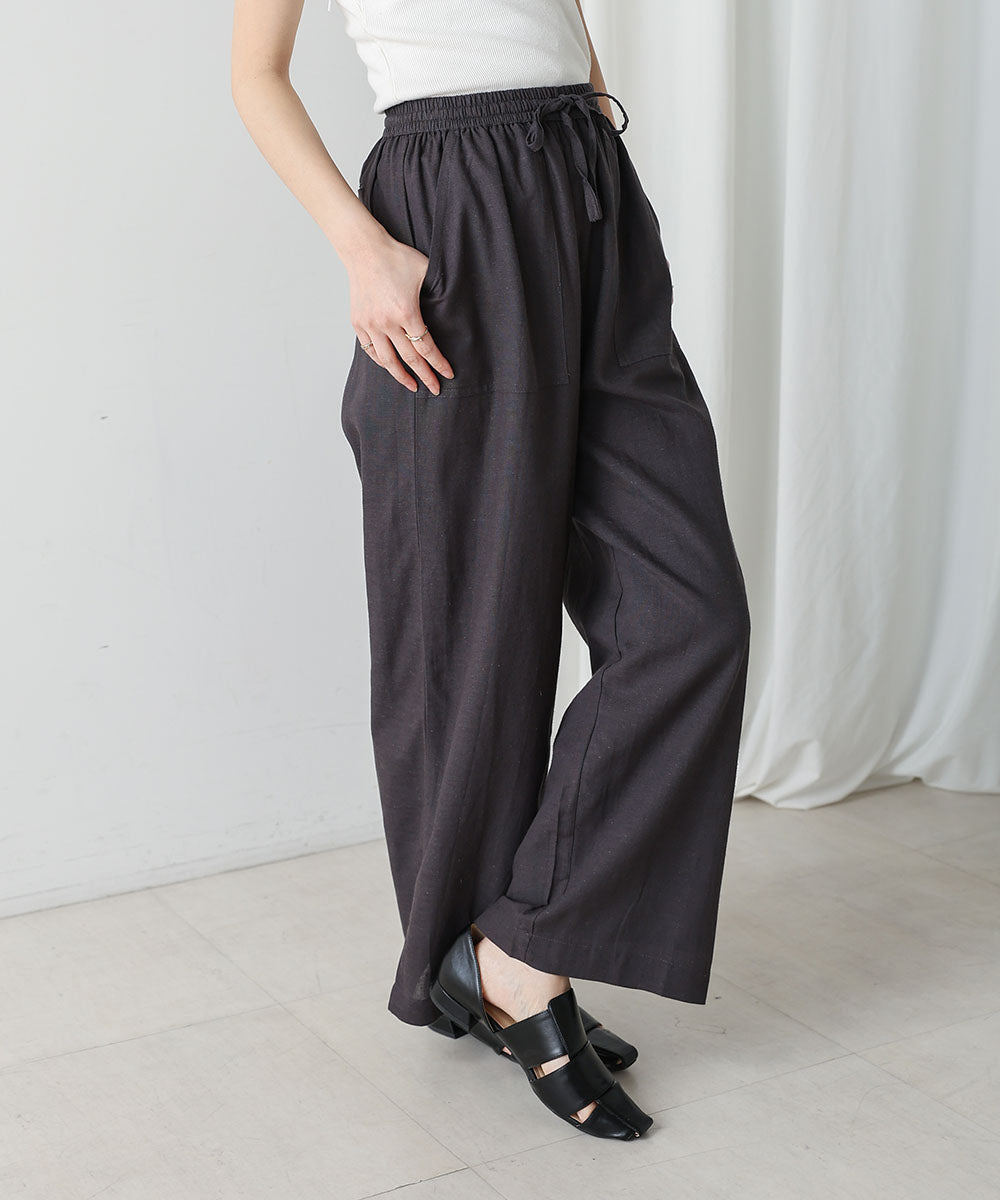 麻混ストレートパンツ
