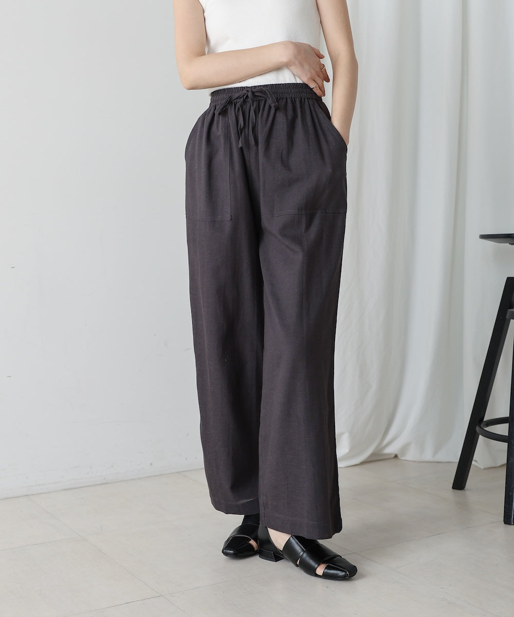 麻混ストレートパンツ
