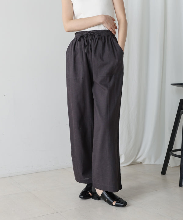 麻混ストレートパンツ
