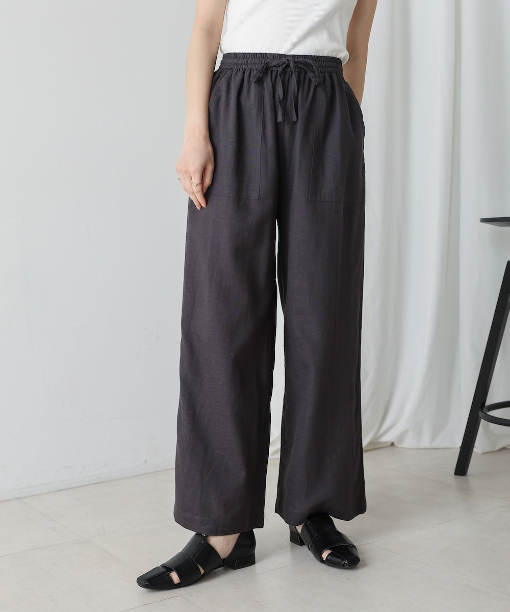 麻混ストレートパンツ