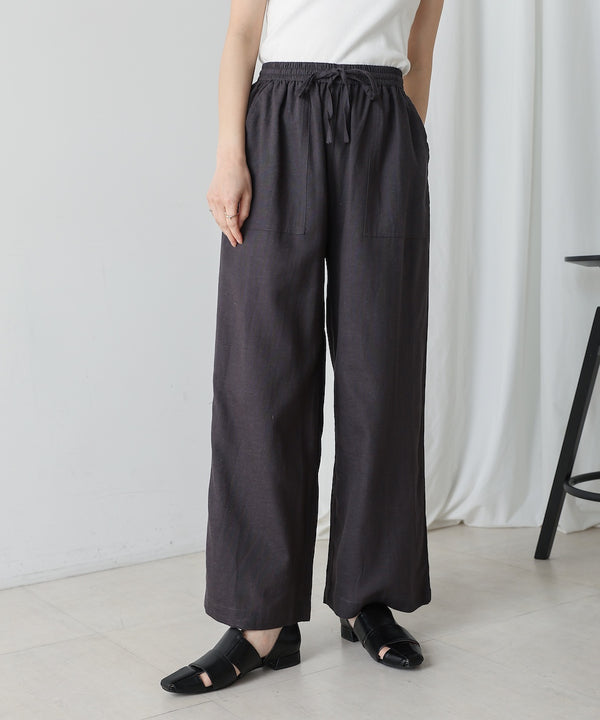 麻混ストレートパンツ