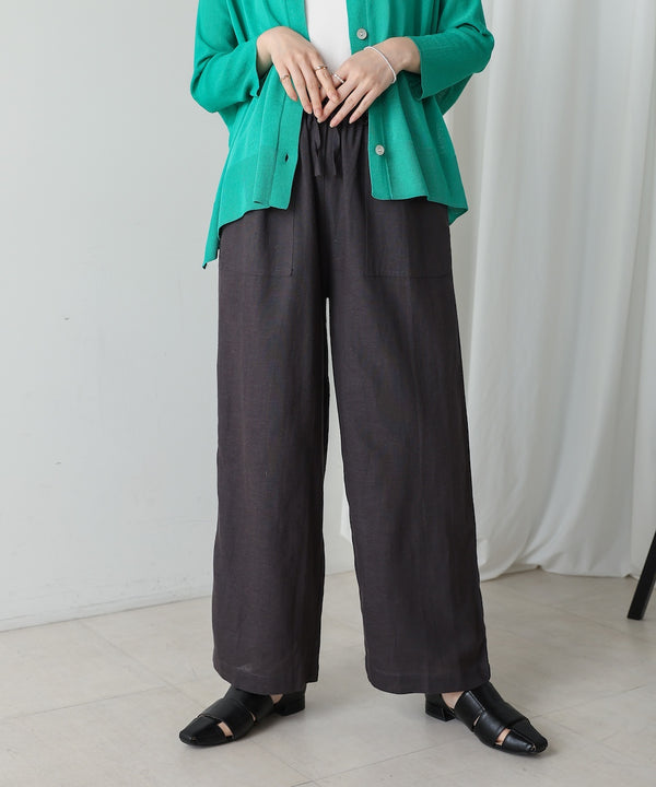 麻混ストレートパンツ