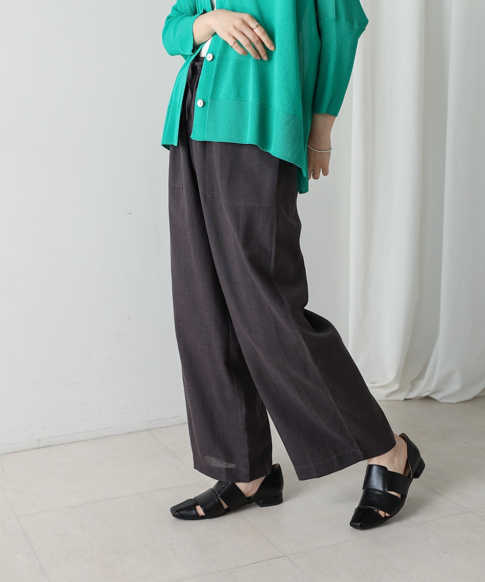 麻混ストレートパンツ