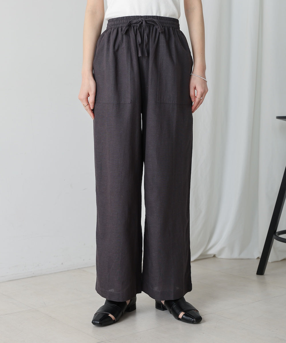 麻混ストレートパンツ