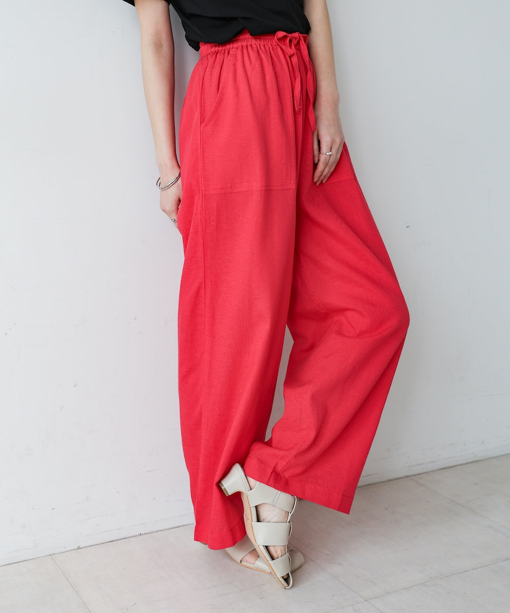 麻混ストレートパンツ