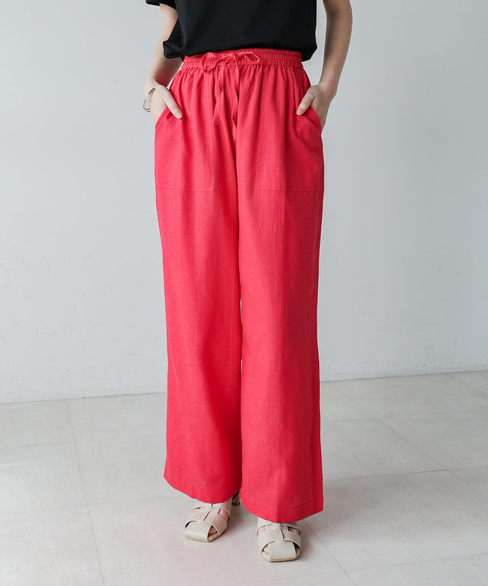 麻混ストレートパンツ