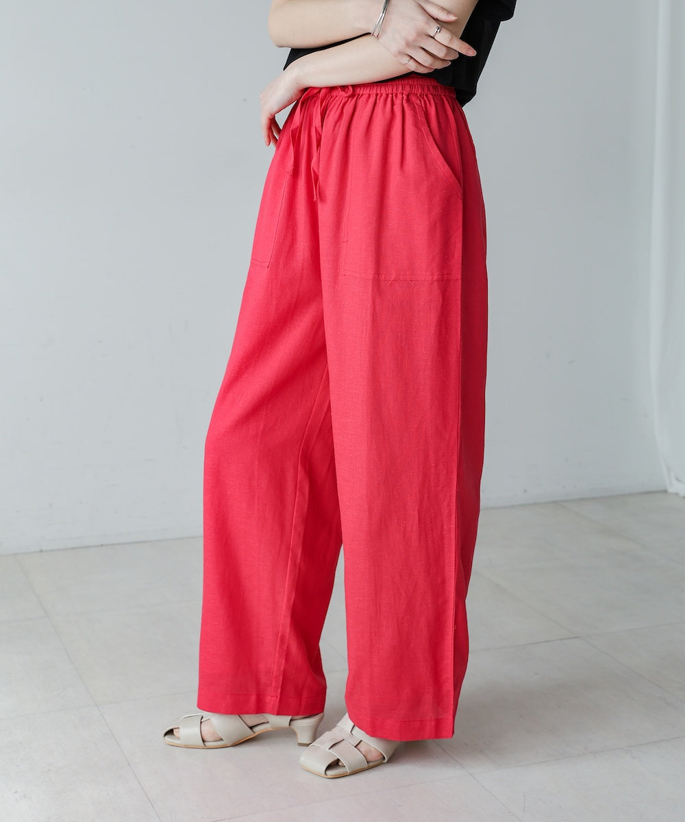 麻混ストレートパンツ