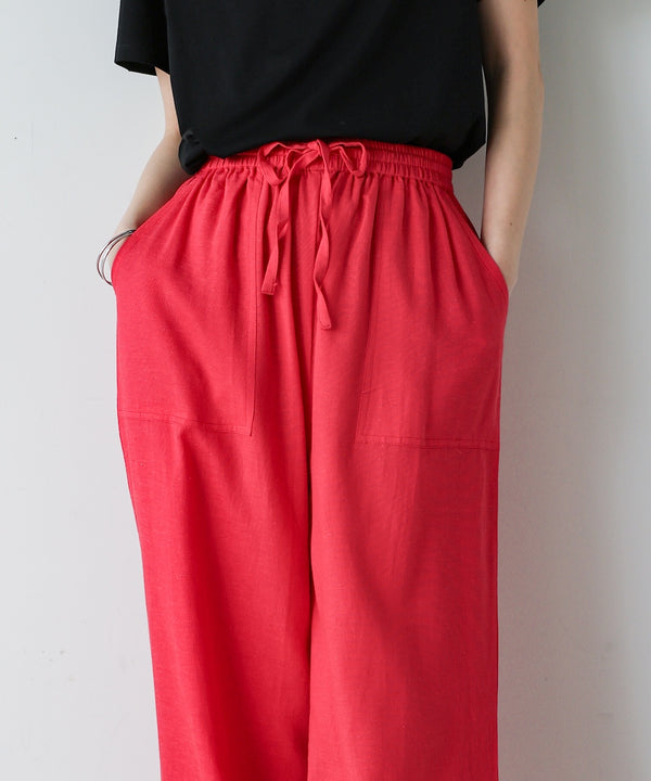 麻混ストレートパンツ