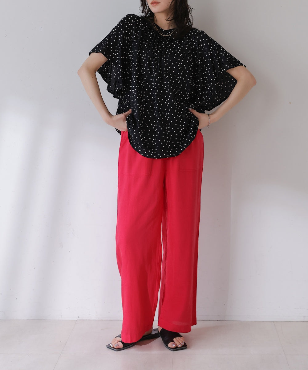 麻混ストレートパンツ