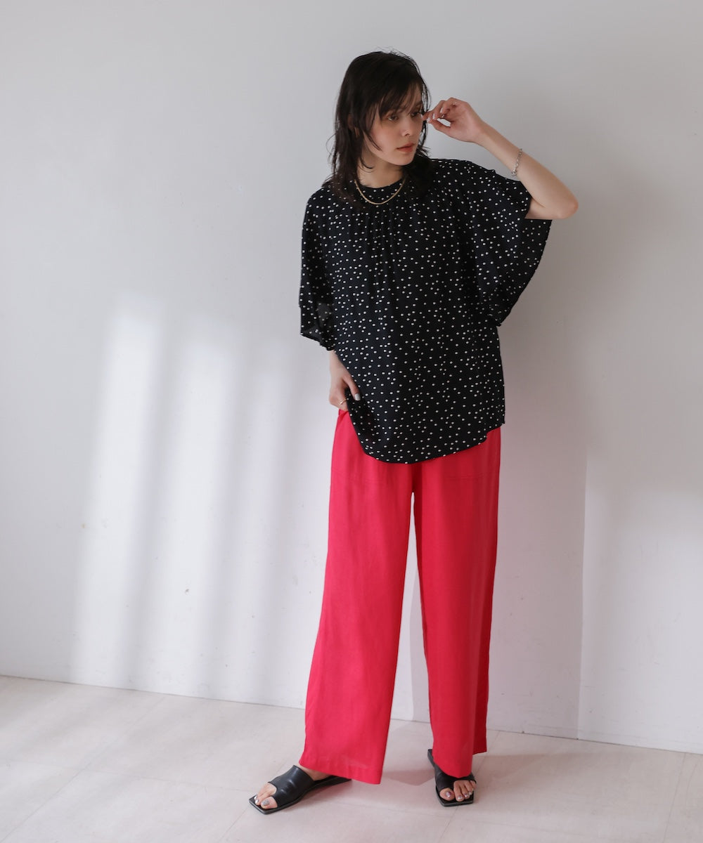 麻混ストレートパンツ