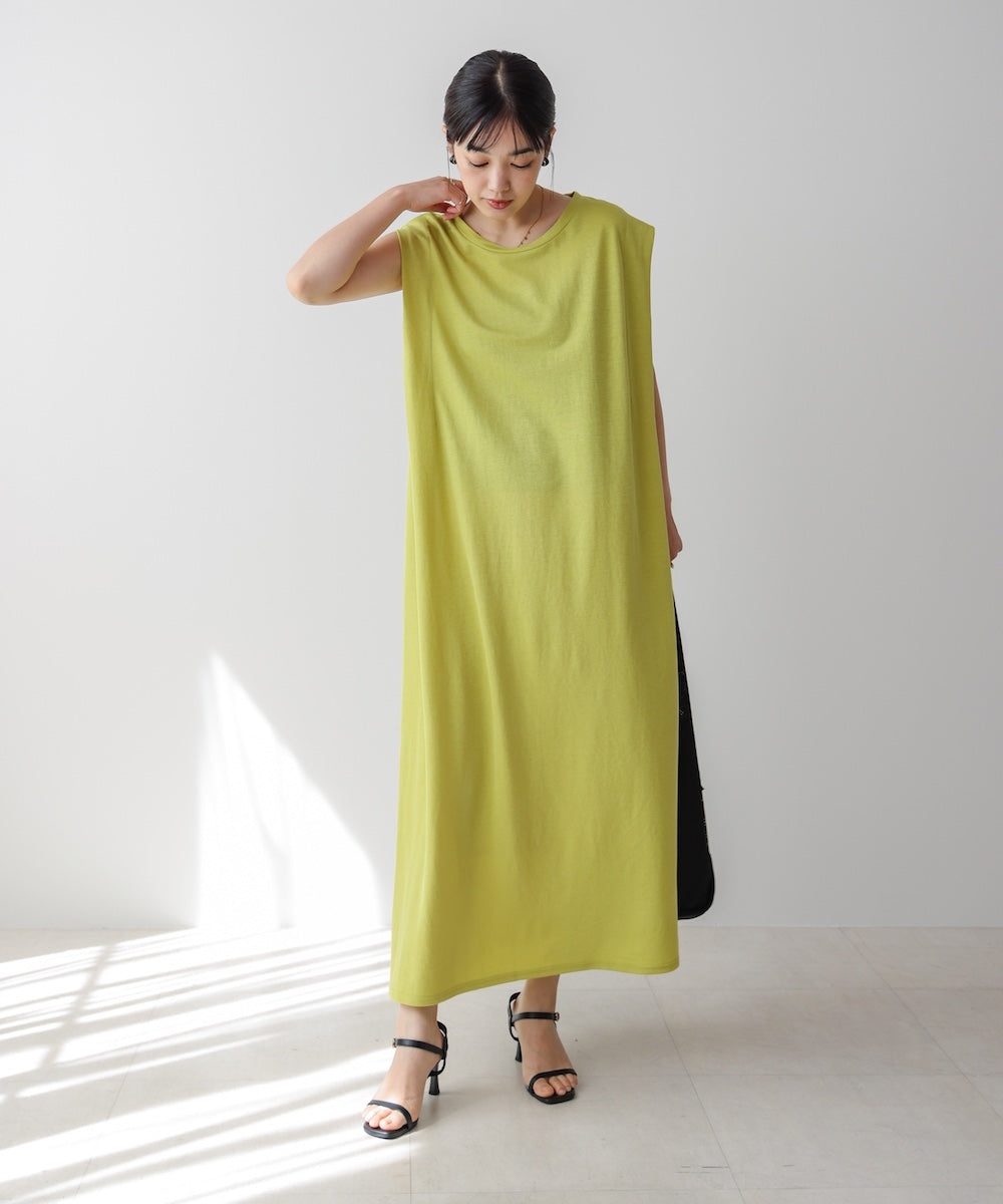 【新色追加】カノコ肩タックフレアワンピース