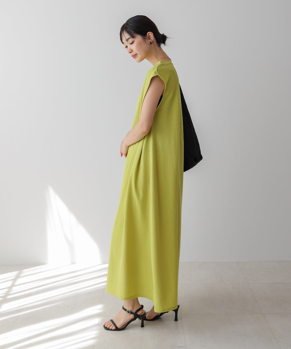 【新色追加】カノコ肩タックフレアワンピース