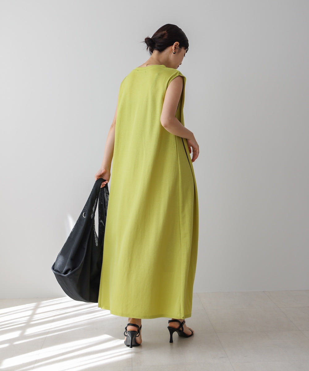 【新色追加】カノコ肩タックフレアワンピース