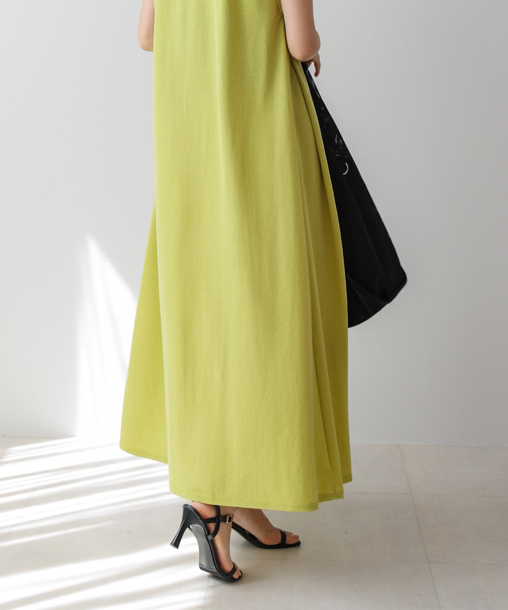 【新色追加】カノコ肩タックフレアワンピース