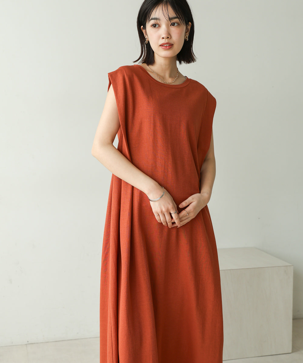 【新色追加】カノコ肩タックフレアワンピース