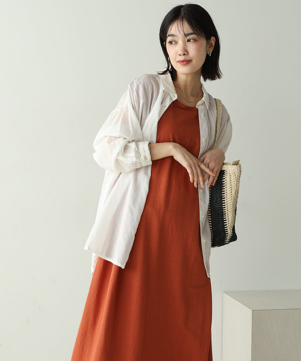 【新色追加】カノコ肩タックフレアワンピース