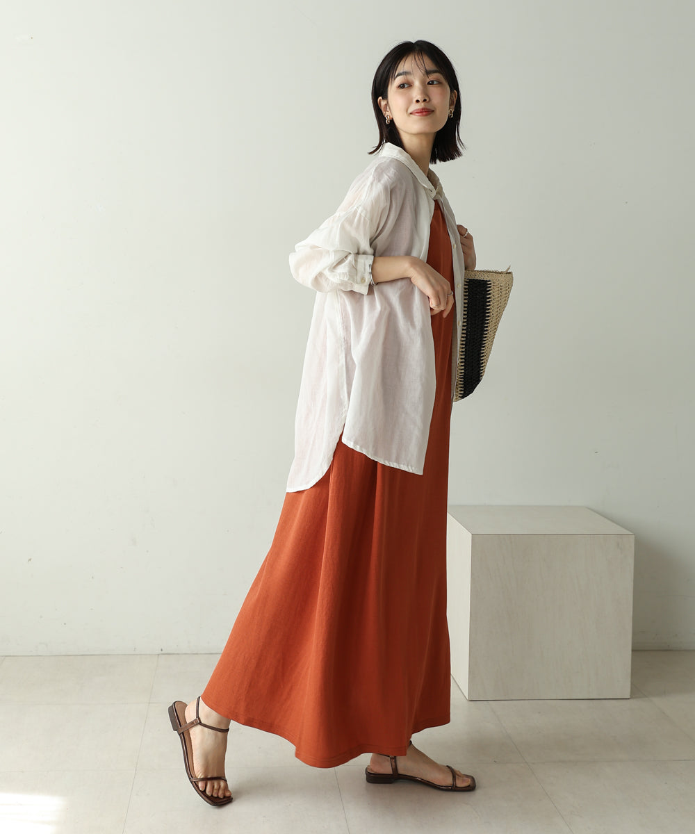 【新色追加】カノコ肩タックフレアワンピース