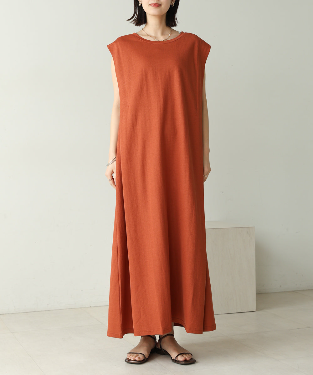 【新色追加】カノコ肩タックフレアワンピース