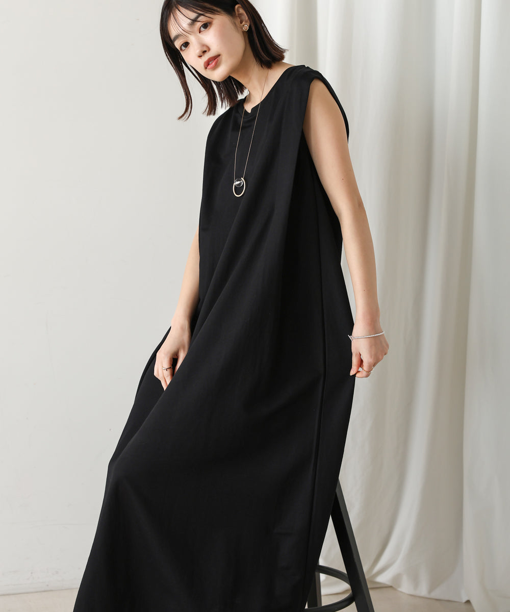 【新色追加】カノコ肩タックフレアワンピース