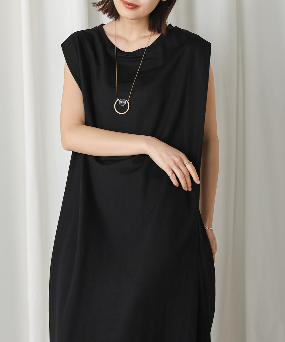 【新色追加】カノコ肩タックフレアワンピース