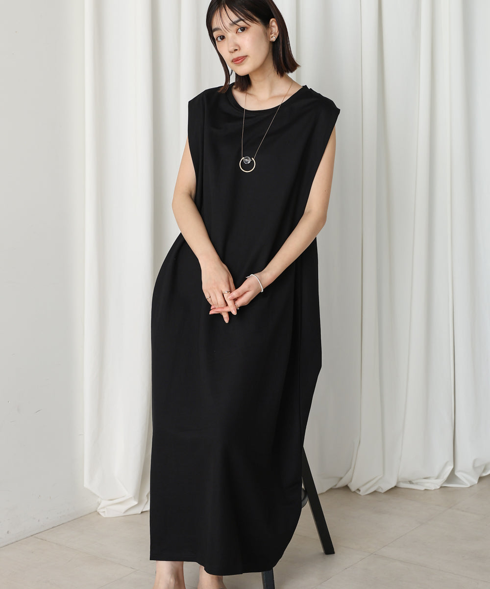 【新色追加】カノコ肩タックフレアワンピース