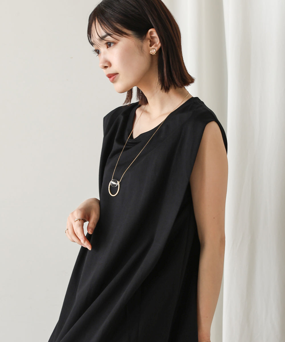 【新色追加】カノコ肩タックフレアワンピース