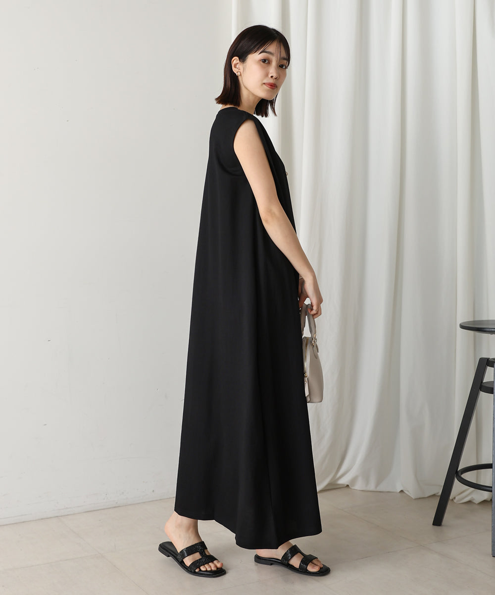 【新色追加】カノコ肩タックフレアワンピース