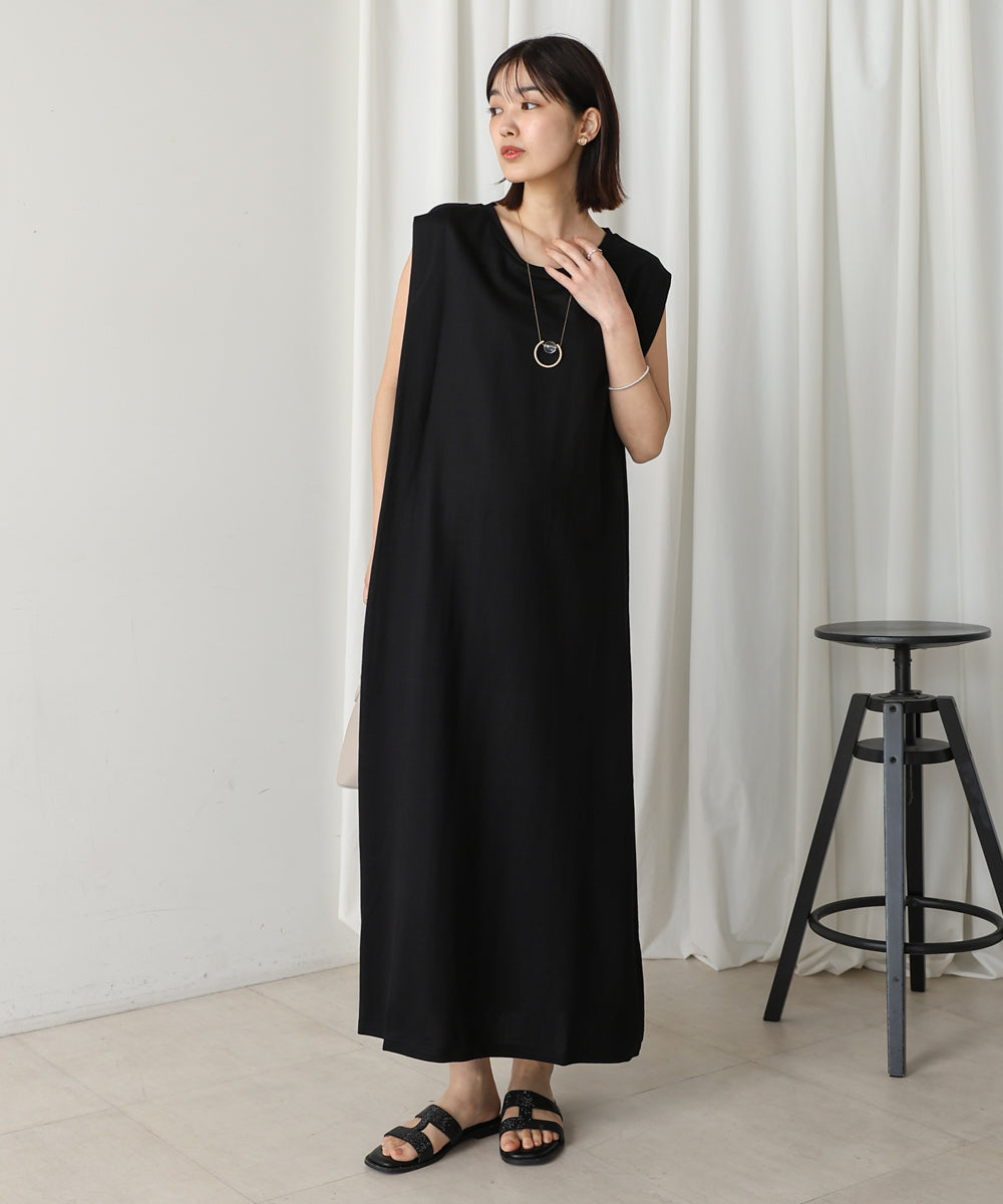 【新色追加】カノコ肩タックフレアワンピース