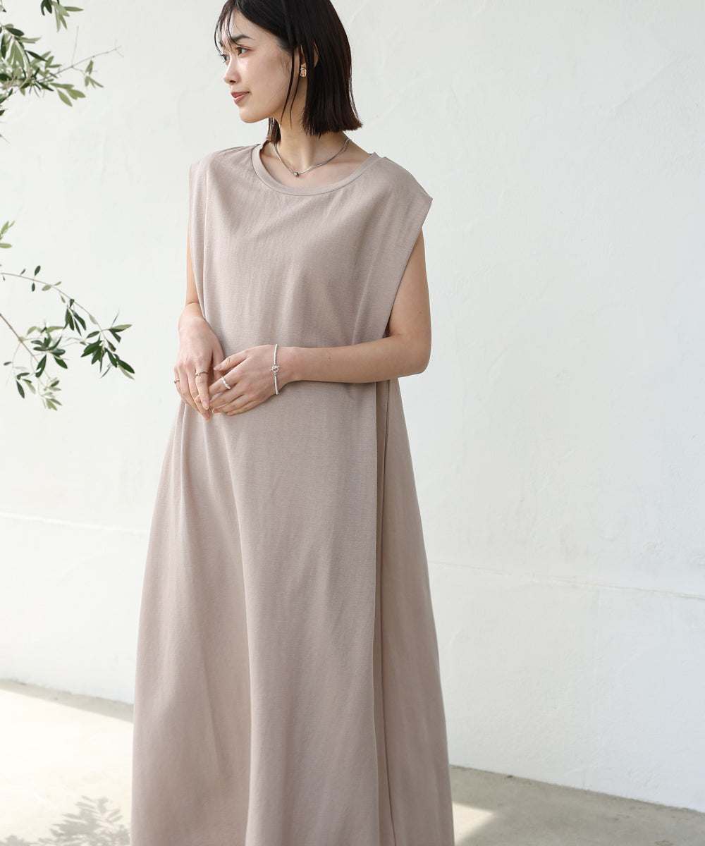 【新色追加】カノコ肩タックフレアワンピース