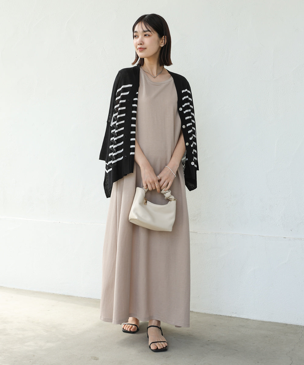 【新色追加】カノコ肩タックフレアワンピース