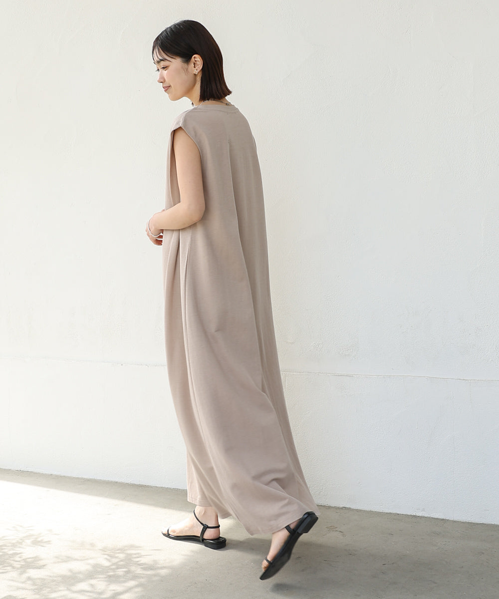 【新色追加】カノコ肩タックフレアワンピース