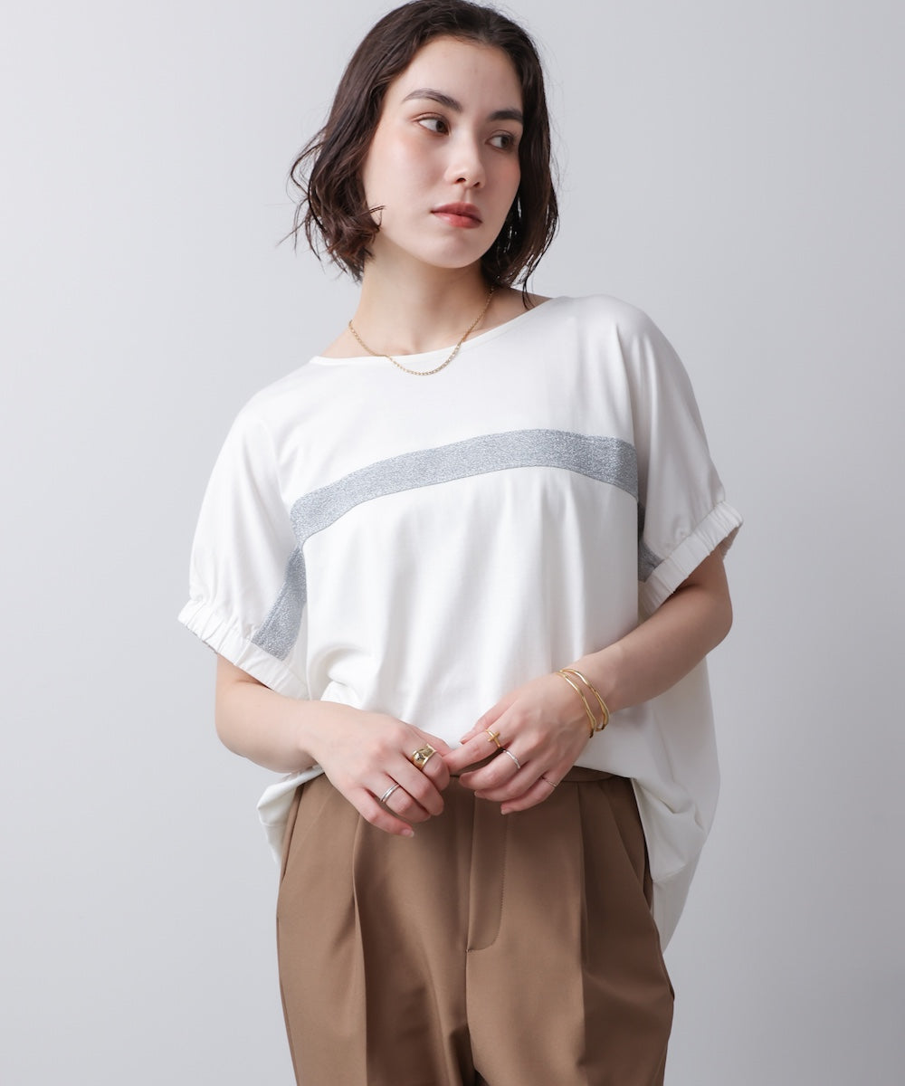 袖口ギャザーラメラインプルオーバー