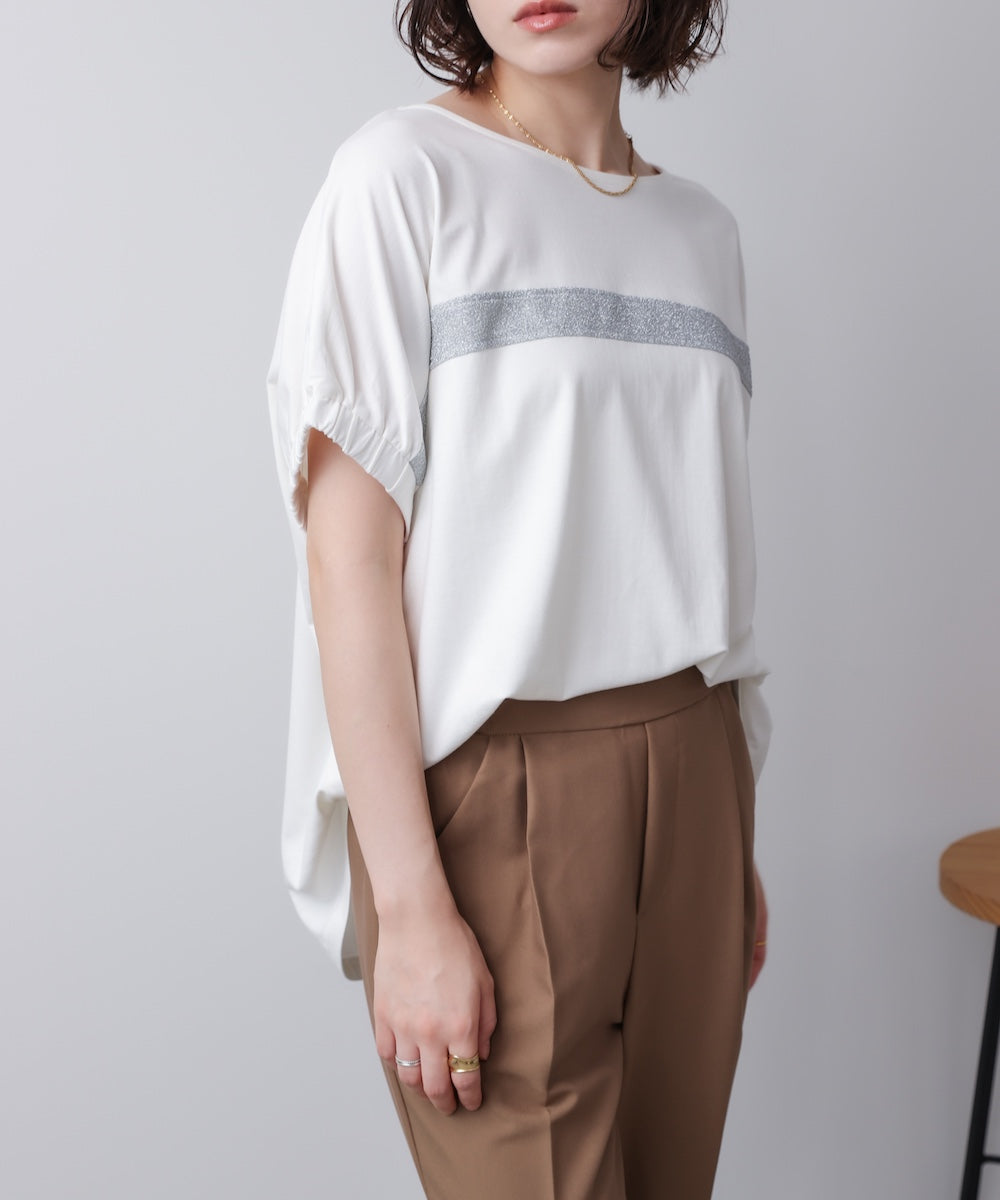 袖口ギャザーラメラインプルオーバー