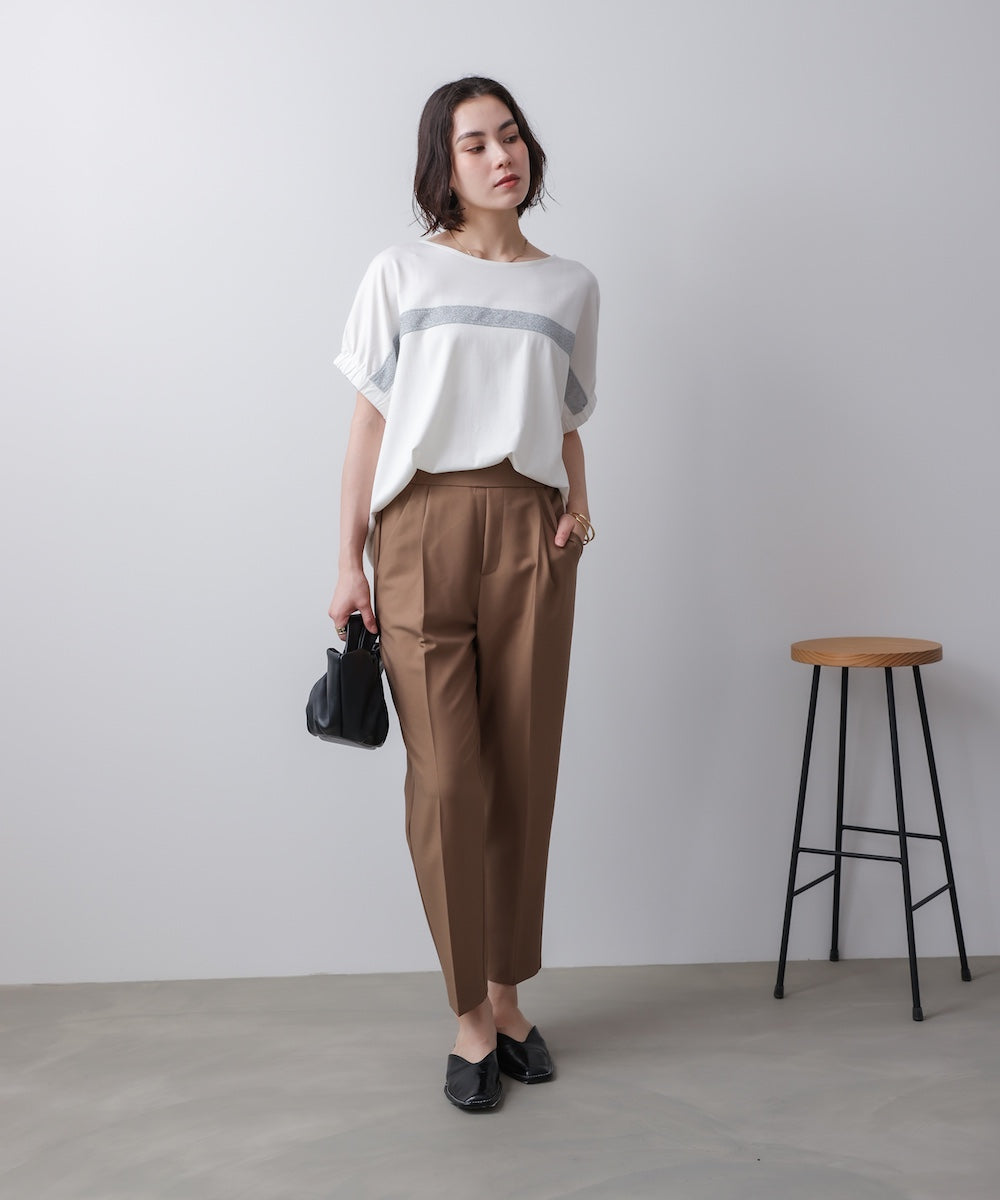 袖口ギャザーラメラインプルオーバー