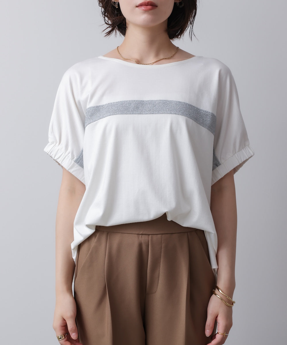 袖口ギャザーラメラインプルオーバー