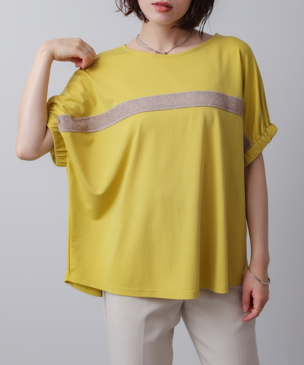 袖口ギャザーラメラインプルオーバー