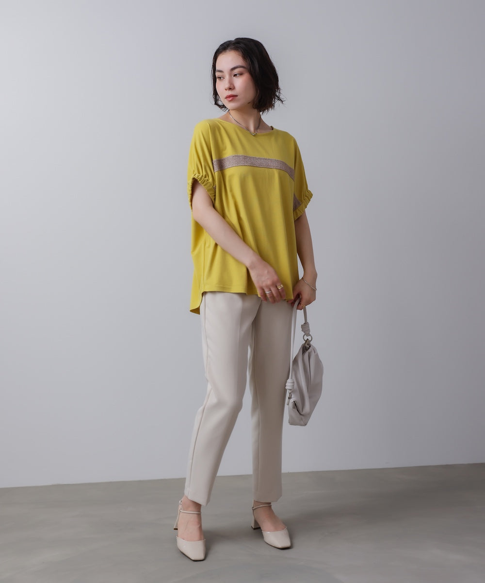 袖口ギャザーラメラインプルオーバー